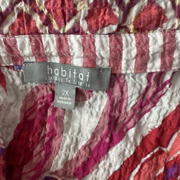 Habitat Top Shirt Womens 2X Multicolor Textured Crinkle Floral Patchwork Art - Picture 9 of 15